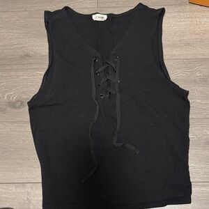 Garage Black Lace-Up Tank Top